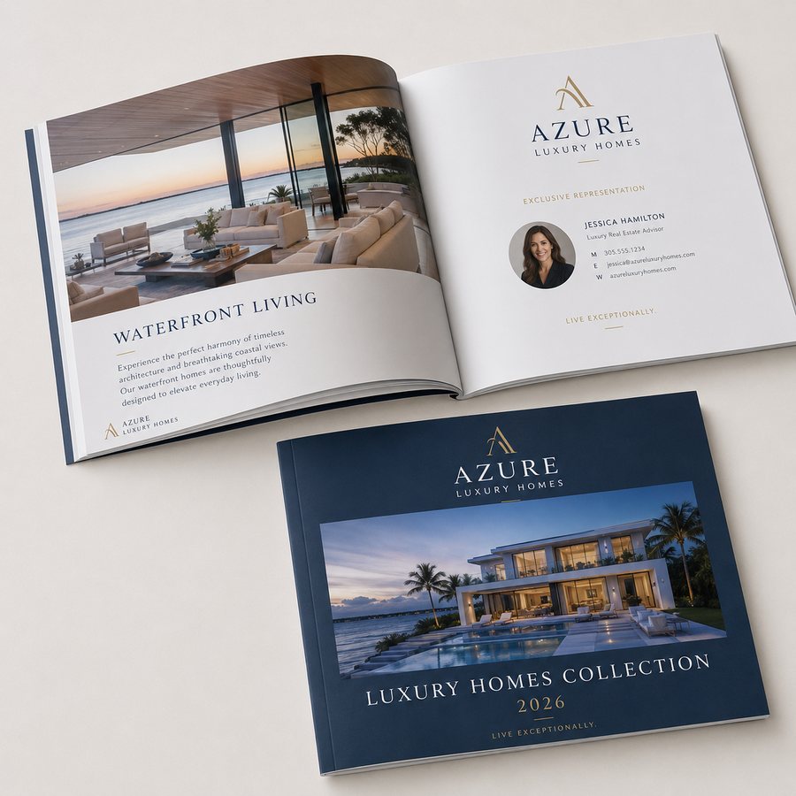 Open multi-page booklet showing a full-color interior spread