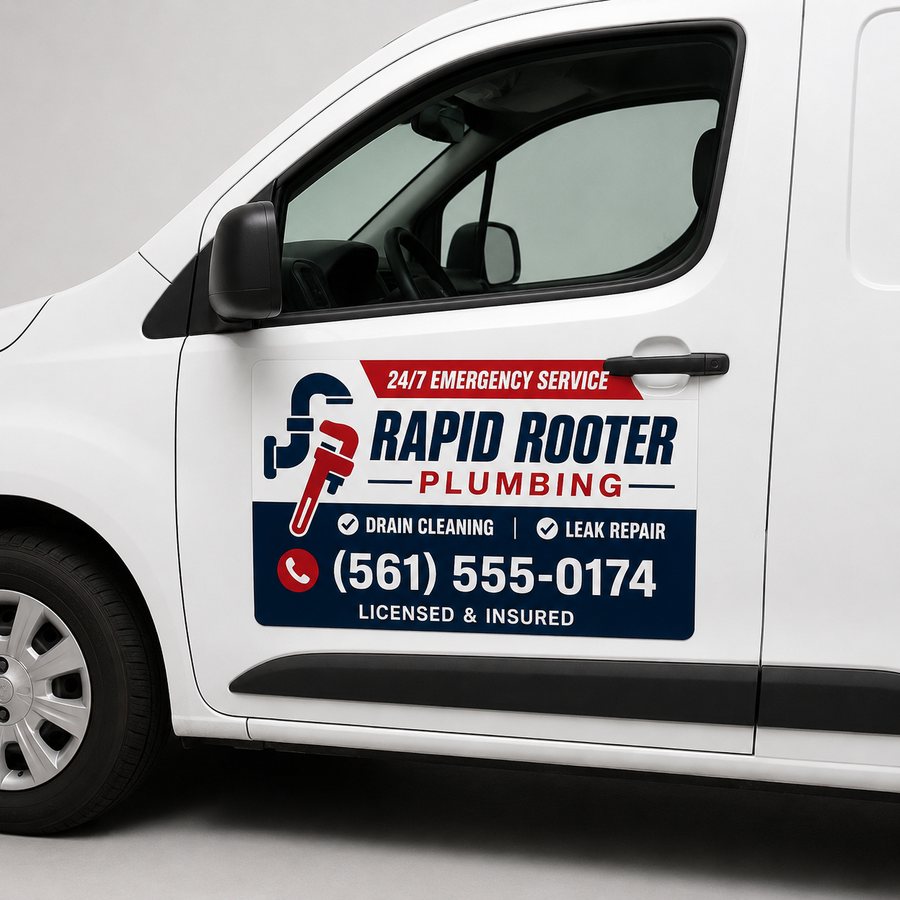 Branded magnetic vehicle sign mounted on a truck door